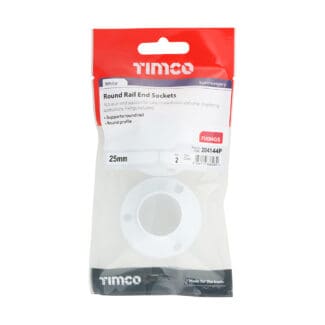 Timco End Sockets For Round Tube White  - 25mm