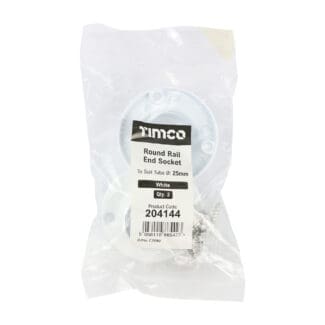 TIMCO End Socket For Round Tube White - 25mm