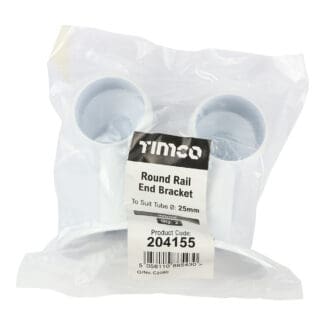 TIMCO End Bracket For Round Tube White - 25mm