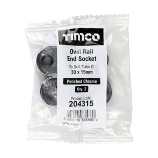 TIMCO End Socket For Oval Tube Polished Chrome - 30 x 15