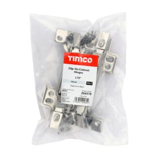 Timco Clip-On Cabinet Hinges Nickel  - 170 Degree