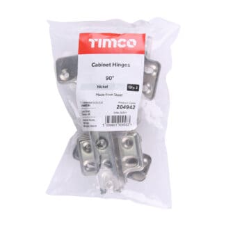 Timco Cabinet Hinges Nickel  - 90 Degree