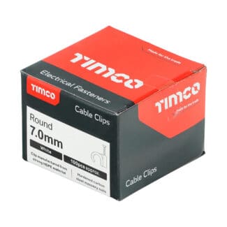 TIMCO Round Cable Clips White - To fit 7.0mm