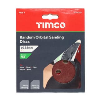 TIMCO Random Orbital Sanding Discs 60 Grit Red - 125mm