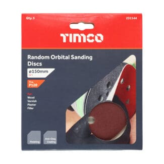 TIMCO Random Orbital Sanding Discs 120 Grit Red - 150mm