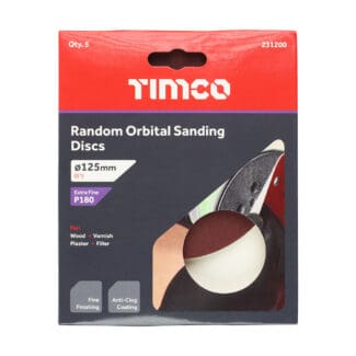 TIMCO Random Orbital Sanding Discs 180 Grit Red - 125mm