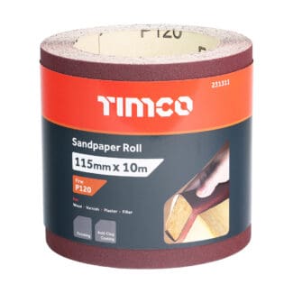 TIMCO Sandpaper Roll 120 Grit Red - 115mm x 10m