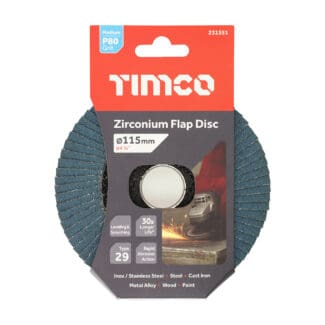 TIMCO Flap Disc Zirconium Type 29 Conical P80 Grit - 115 x 22.23