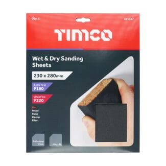 TIMCO Wet & Dry Sanding Sheets Mixed Black - 230 x 280mm (180/320)