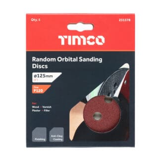 TIMCO Random Orbital Sanding Discs 120 Grit Red - 125mm