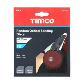 TIMCO Random Orbital Sanding Discs 80 Grit Red - 125mm