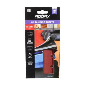 TIMCO 1/3 Sanding Sheets 180 Grit Red Punched - 93 x 185mm