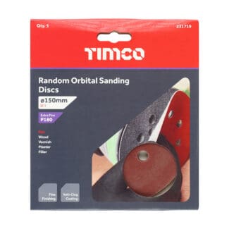 TIMCO Random Orbital Sanding Discs 180 Grit Red - 150mm