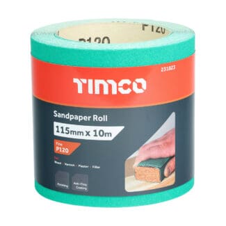 TIMCO Sandpaper Roll 120 Grit Green - 115mm x 10m
