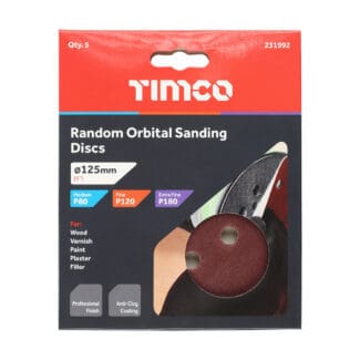 TIMCO Random Orbital Sanding Discs Mixed Red - 125mm (80/120/180)