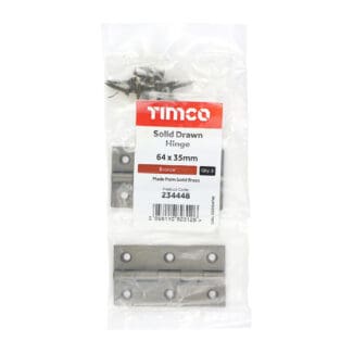 TIMCO Solid Drawn Brass Hinges Bronze - 64 x 35