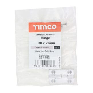 TIMCO Solid Drawn Brass Hinges Satin Chrome - 38 x 22