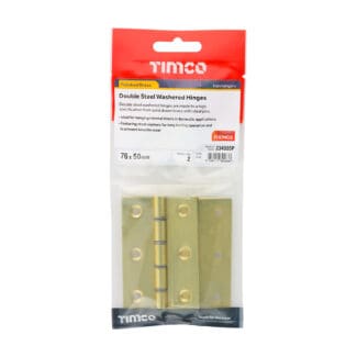 Timco Double Steel Washered Butt Hinge Solid Brass Polished Brass  - 76 x 50