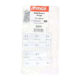 TIMCO Solid Drawn Brass Hinges Satin Chrome - 75 x 40