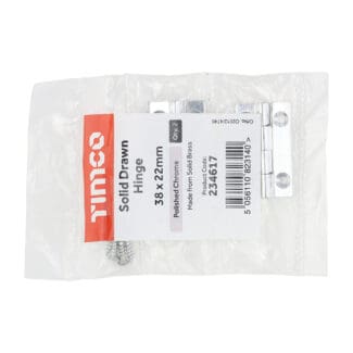 TIMCO Solid Drawn Brass Hinges Polished Chrome - 38 x 22