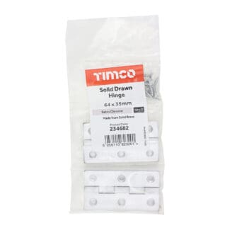 TIMCO Solid Drawn Brass Hinges Satin Chrome - 64 x 35