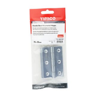 Timco Double Steel Washered Butt Hinge Solid Brass Polished Chrome  - 76 x 50
