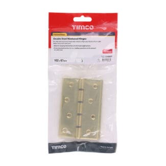 Timco Double Steel Washered Butt Hinge Solid Brass Polished Brass  - 102 x 67