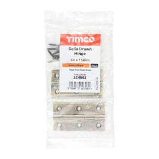 TIMCO Solid Drawn Brass Hinges Antique Brass - 64 x 35
