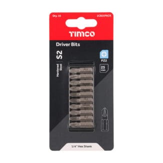 TIMCO Pozi Driver Bit S2 Grey - No.2 x 25
