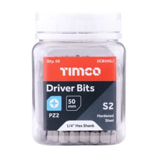 TIMCO Pozi Driver Bit S2 Grey - No.2 x 50