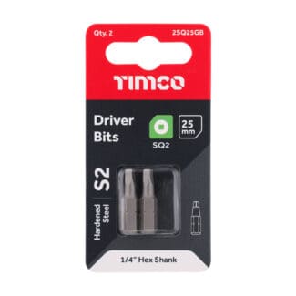 TIMCO Square Driver Bit S2 Grey - No.2 x 25