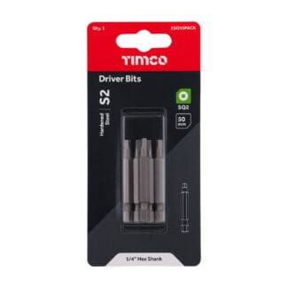 TIMCO Square Driver Bit S2 Grey - No.2 x 50