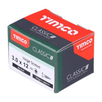 TIMCO Classic Multi-Purpose Countersunk Nickel Hinge Woodscrews - 3.0 x 12