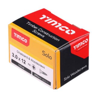 TIMCO Solo Countersunk Gold Woodscrews - 3.0 x 12