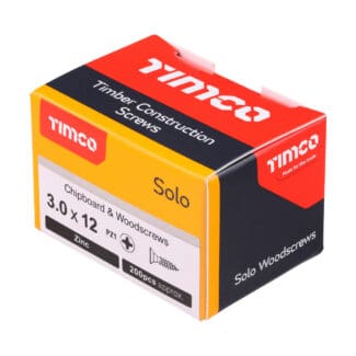 TIMCO Solo Countersunk Silver Woodscrews - 3.0 x 12