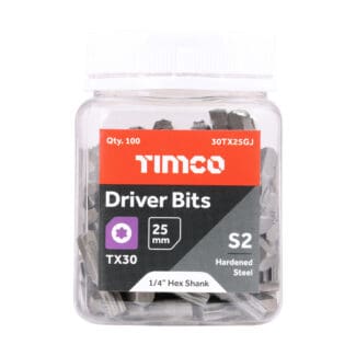 TIMCO TX Drive Driver Bit S2 Grey - TX30 x 25