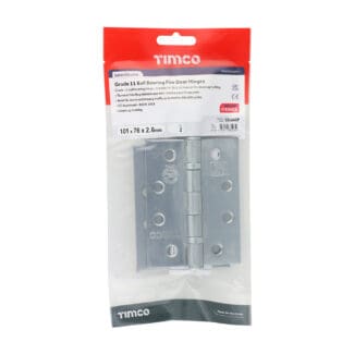 Timco Grade 11 Ball Bearing Fire Door Hinges Satin Chrome  - 101 x 76 x 2.6