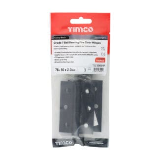 Timco Grade 7 Ball Bearing Fire Door Hinges Epoxy Black  - 76 x 50 x 2.0