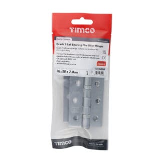 Timco Grade 7 Ball Bearing Fire Door Hinges Satin Chrome  - 76 x 50 x 2.0