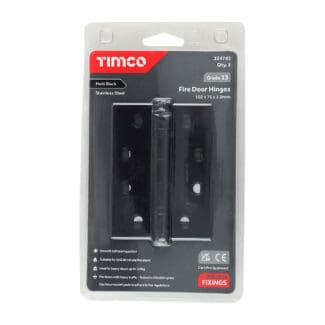Timco Grade 13 Fire Door Hinges Matt Black Stainless Steel  - 101 x 76 x 3