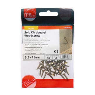 TIMCO Solo Countersunk Gold Woodscrews - 3.5 x 15 - Mini Pack