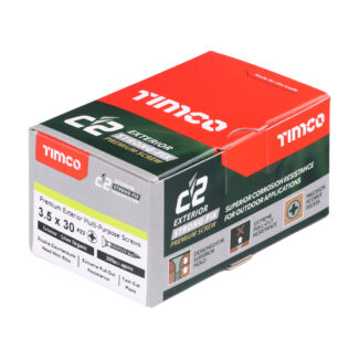 Timco C2 Exterior Strong-Fix PZ Double Countersunk with Ribs Twin-Cut Silver – 3.5 x 30