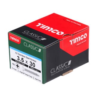 TIMCO Classic Multi-Purpose Pan Head A2 Stainless Steel Woodcrews - 3.5 x 30