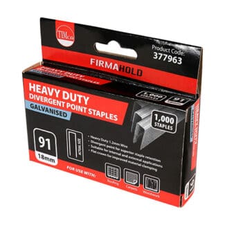 Timco Heavy Duty Staples Divergent Point Galvanised  - 18mm