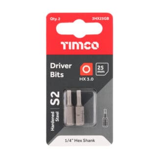 TIMCO Hex Driver Bit S2 Grey - 3.0 x 25