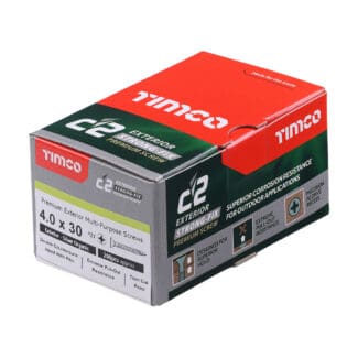 Timco C2 Exterior Strong-Fix PZ Double Countersunk with Ribs Twin-Cut Silver - 4.0 x 30