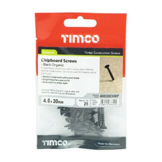 TIMCO Countersunk Black Organic Woodscrews - 4.0 x 30 - Mini Pack