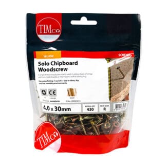 TIMCO Solo Countersunk Gold Woodscrews - 4.0 x 30 - Bag