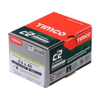 Timco C2 Exterior Strong-Fix PZ Double Countersunk with Ribs Twin-Cut Silver - 4.0 x 40