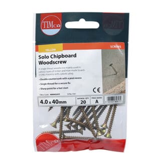 TIMCO Solo Countersunk Gold Woodscrews - 4.0 x 40 - Mini Pack
